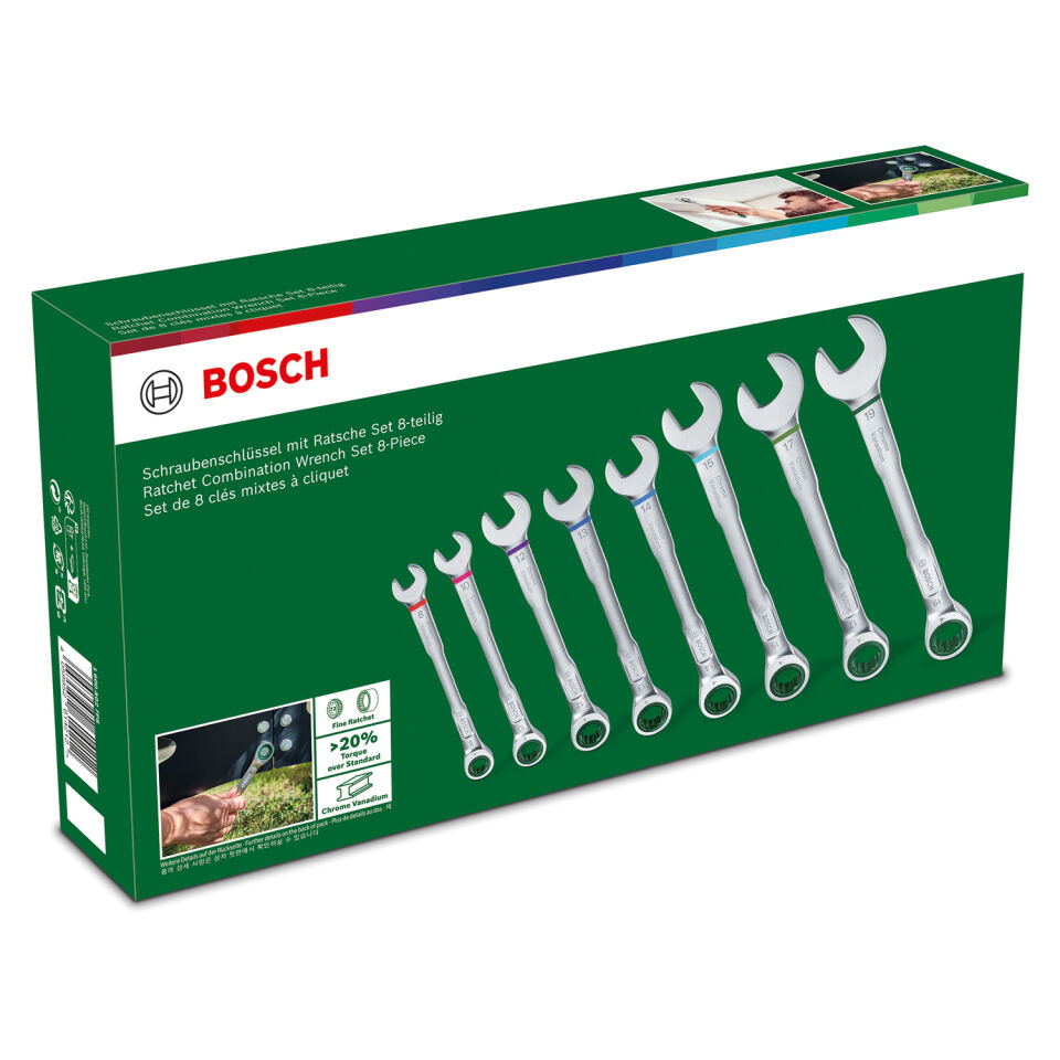 Bosch Cırcırlı Kombine Anahtar Seti 8 Parça 1600A027PS