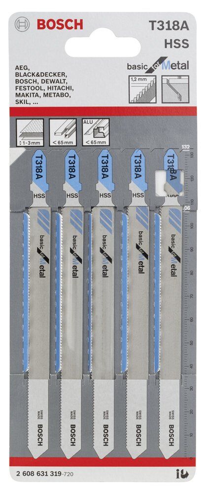 Bosch - Ekonomik Seri Metal İçin T 318 A Dekupaj Testeresi Bıçağı - 5'Li Paket