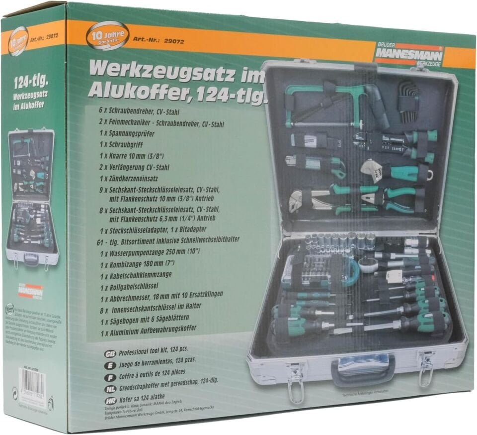Mannesmann 29072 124 Parça Alüminyum Takım Çantası Alet Seti