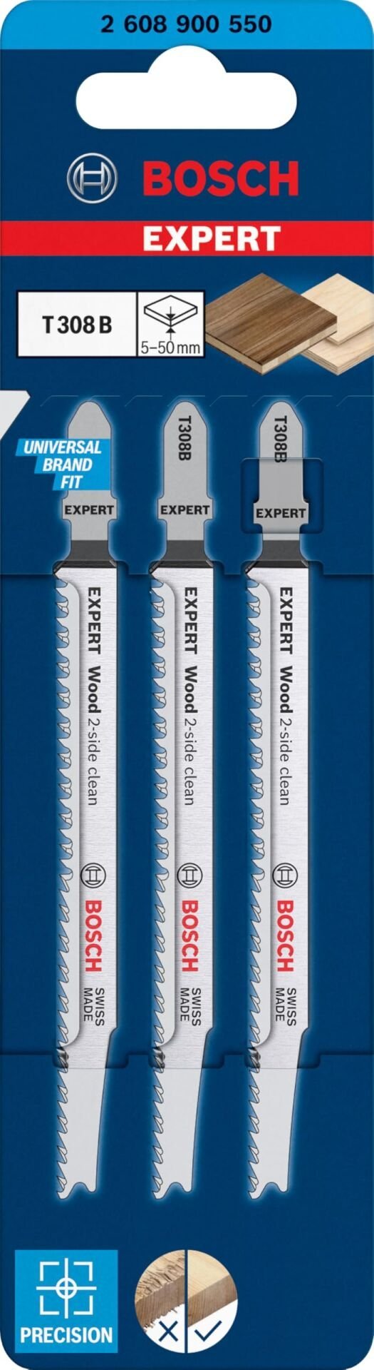 Bosch Ekstra Temiz Kesim Serisi Ahşap İçin T 308 B Dekupaj Testeresi Bıçağı - 3'Lü Paket