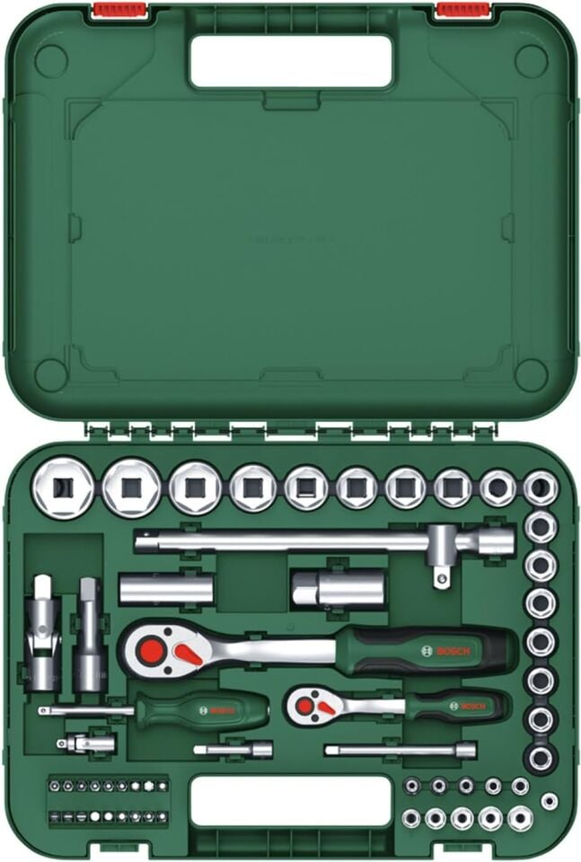 Bosch Lokma Takmı 1/4 ve 1/2 Cırcırlı Somun Sıkma 56 Parça 1600A02Z9G