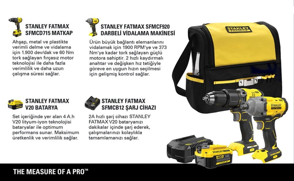 Stanley SFMCK217M1S Somun Sıkma ve Darbeli Matkap Set Akülü V20