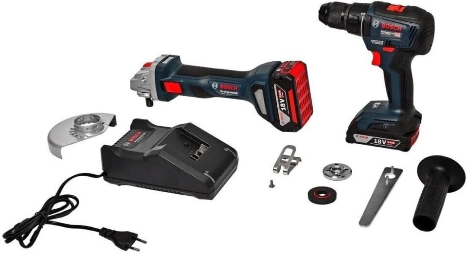 Bosch GSB 18V-50 + GWS 180-Li Taşlama ve Darbeli Matkap Seti 0615990M8S