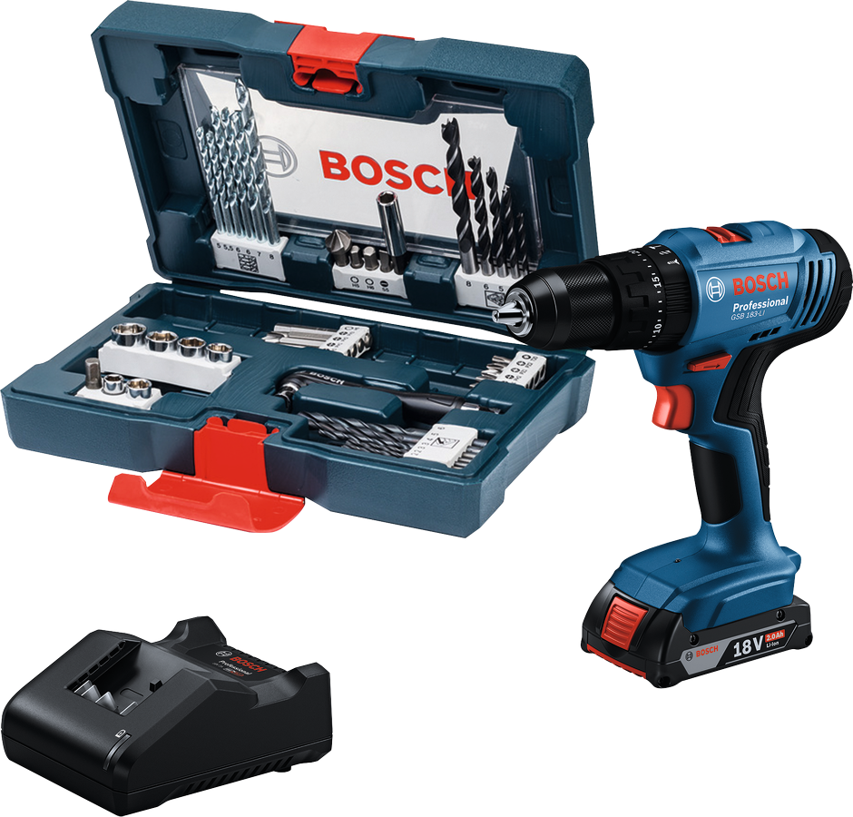 Bosch GSB 183-Li Darbeli Matkap 2AH Akü + 41 Parça Set 06019K91K3