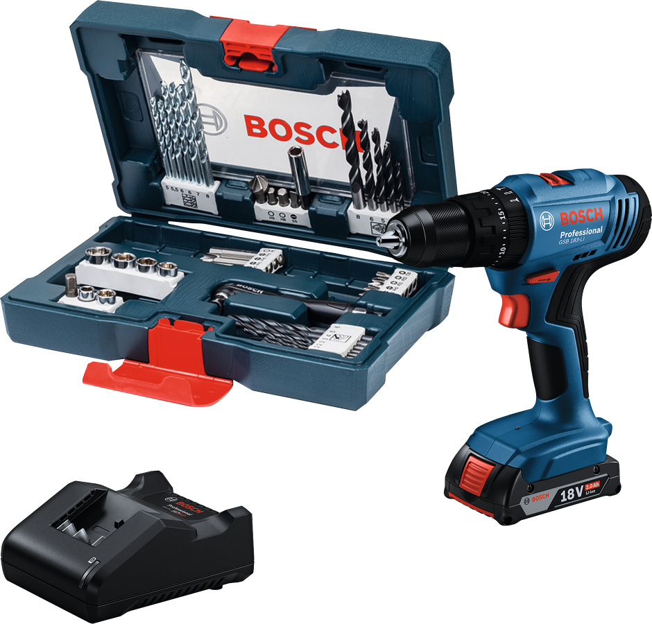 Bosch GSB 183-Li Darbeli Matkap 2AH Akü + 41 Parça Set 06019K91K3
