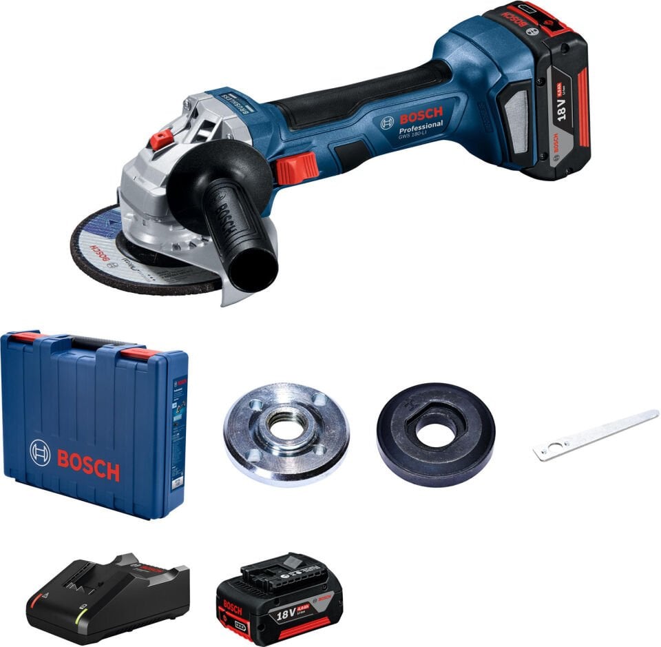 Bosch Professional GWS 180-LI 4Ah Çift Akülü Taşlama Makinesi