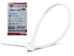 Tork Plastik Kelepçe Kablo Bağı 100'lü 250x3.6mm Beyaz