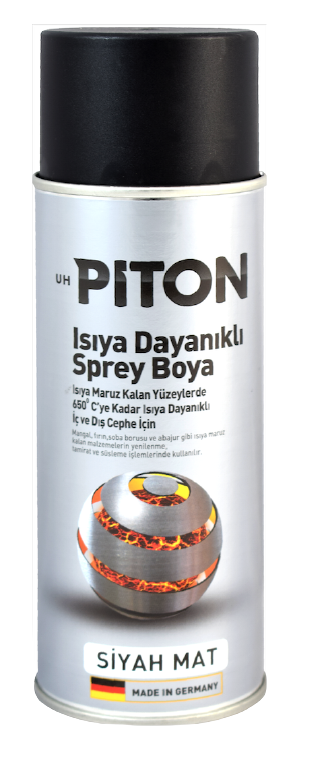 Piton Isıya Dayanıklı Spey Boya 400 ml Mat Siyah