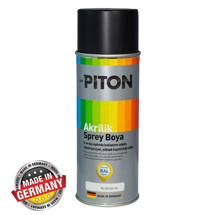 Piton Akrilik Sprey Boya 400 ml RAL9005 Yarı Mat Siyah