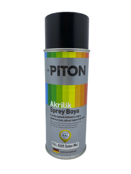 Piton Akrilik Sprey Boya 400 ml RAL9005 Yarı Mat Siyah