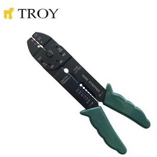 Troy 24005 Kablo Sıyırma Pabuç Sıkma Pensesi 200mm