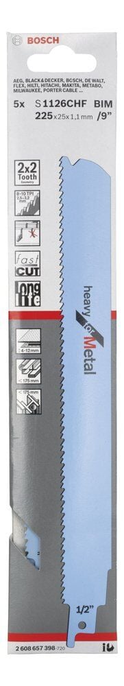 Bosch - Heavy Serisi Metal için Panter Testere Bıçağı S 1126 CHF - 5'li