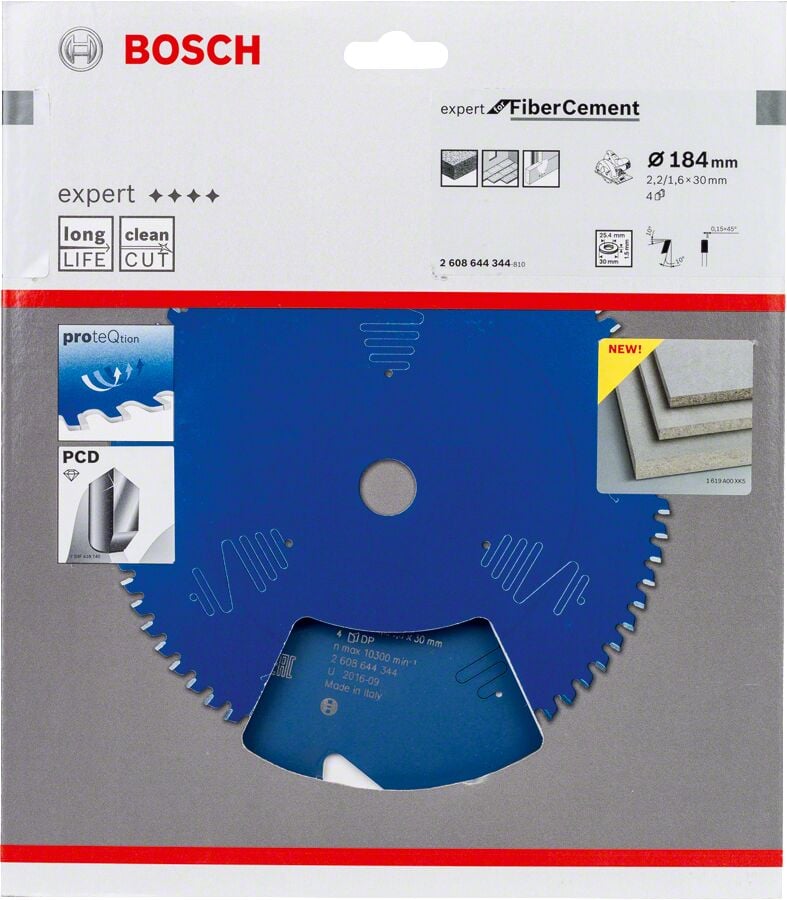 Bosch - Expert Serisi Lifli Çimento ve Alçıpan için Daire Testere Bıçağı 184*30 4 Diş
