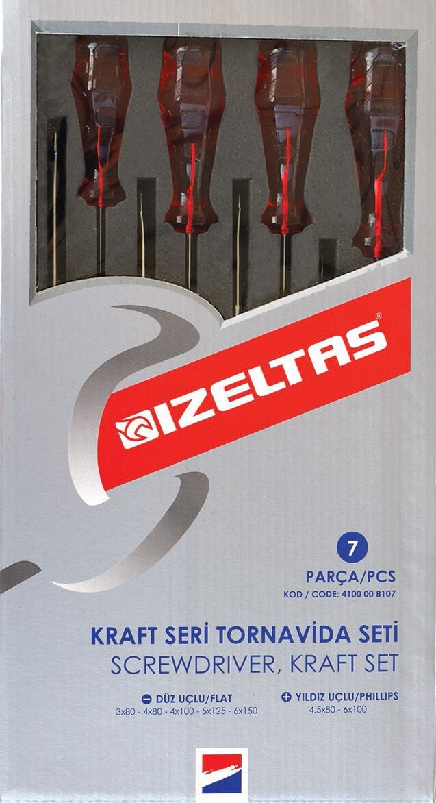 İzeltaş 7 Parçalı Kraft Tornavida Seti