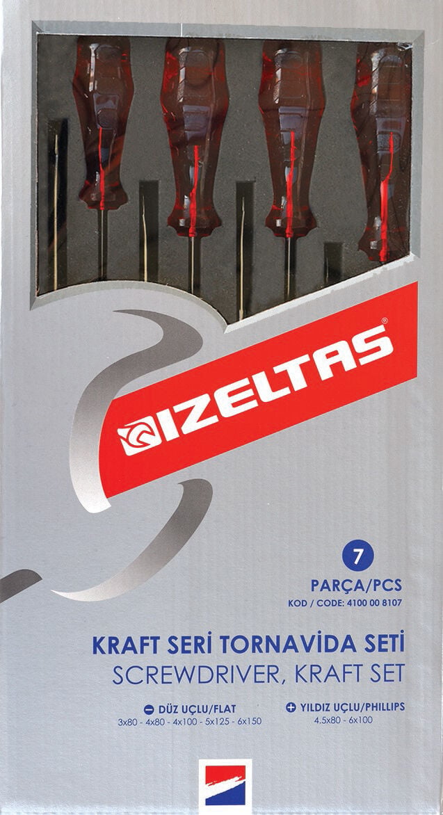 İzeltaş 7 Parçalı Kraft Tornavida Seti
