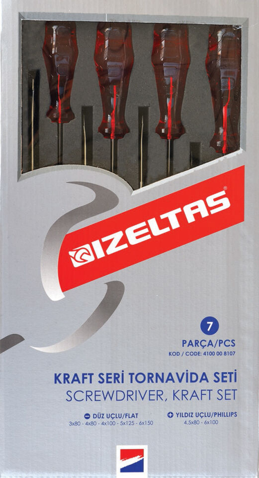 İzeltaş 7 Parçalı Kraft Tornavida Seti