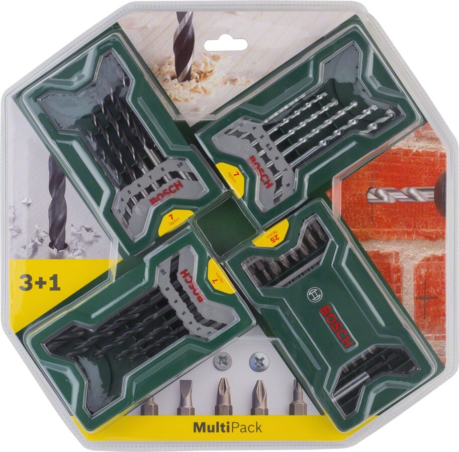 Bosch - X-Line Mini Ahşap, Beton, Metal, Vidalama Uçlu 3+1 Set